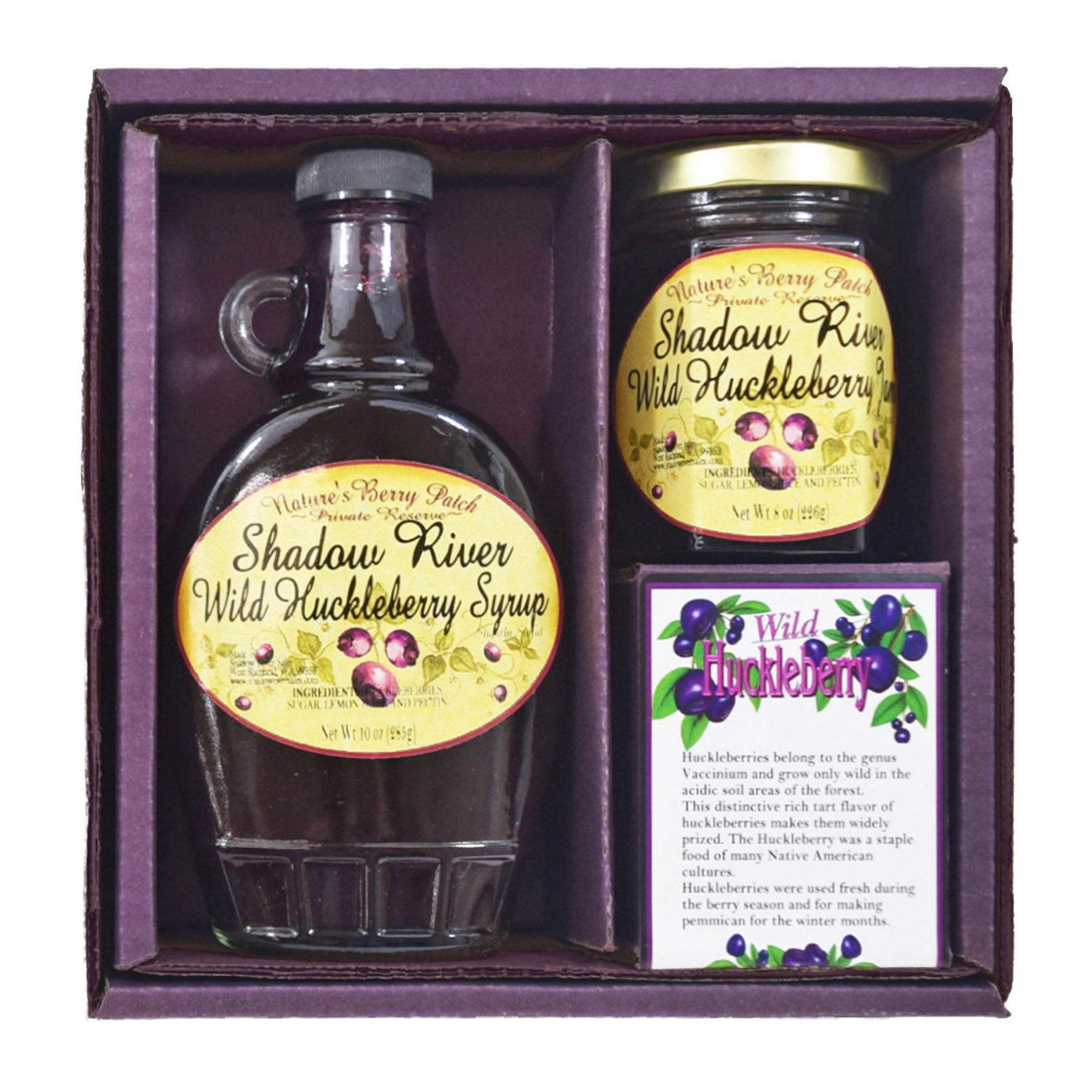 Shadow River Wild Huckleberry Gourmet Boxed Gift Set 8 oz Jam & 10 oz